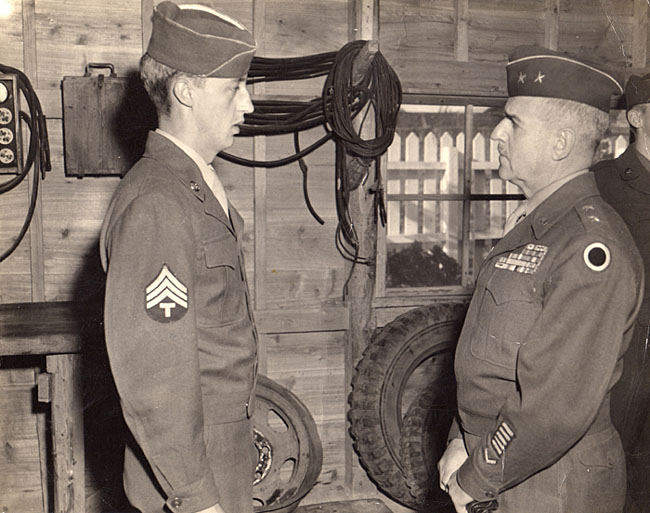 John Barnes (left) and a visiting Major General in Kyushu, Japan